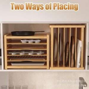 Solid Wood Kitchen <b>Storage</b> Rack Multi Layer <b>Baking</b> <b>Tray</b> Organizer Cabinet Organizer Durable Rectangle Standing Type - Product Image 2