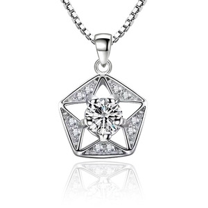 Collar con colgante de corazón y estrella de amor <span class=keywords><strong>para</strong></span> mujer, joyería de Navidad, cristal de baile, venta al por mayor - Product Image 2