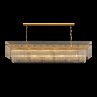 Lustre Linéaire Moderne de Luxe à Double Niveau avec Tubes en Verre Rectangulaires pour Villa, Restaurant, Salle à Manger, Îlot de Cuisine