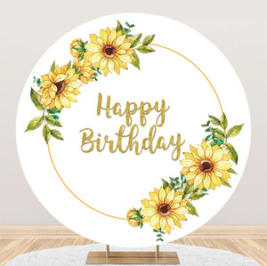 Motif géométrique simple laisse <span class=keywords><strong>des</strong></span> <span class=keywords><strong>fleurs</strong></span> <span class=keywords><strong>joyeux</strong></span> <span class=keywords><strong>anniversaire</strong></span> fond rond tissu commerce extérieur nouvelle photographie photo - Product Image 3