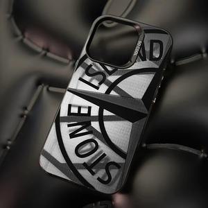 Modello di pietra alla moda è custodia del telefono nero per <span class=keywords><strong>iPhone</strong></span> 16 15 14 13 <span class=keywords><strong>12</strong></span> 11 Pro/ Max/Plus <span class=keywords><strong>Cover</strong></span> posteriore antiurto Anti-impronta digitale - Product Image 2