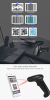 Lecteur de codes-barres USB filaire CCD laser, scanner portable 1D 2D QR, en stock