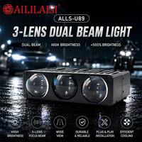Projecteurs de calandre à trois lentilles, phares antibrouillard, feux de route et de croisement, projecteur bi-LED à 3 lentilles, lumière de conduite, faisceau Hi/Lo 60000lm