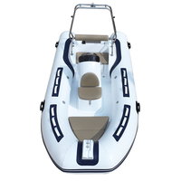 Bateau pneumatique à coque en V profond CE certifié 14 pieds RIB390C en fibre de verre Hypalon PVC, stable pour la pêche, la croisière et la dérive