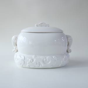 Urna de Cerâmica Branca Esmaltada Estilo Clássico para Cinzas, Tampa Selada, Urna Funerária Memorial para Cinzas Humanas Adultas - Product Image 5