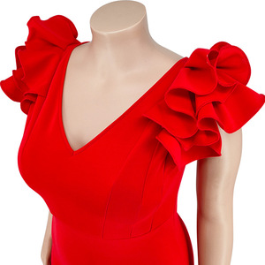 Mode grande taille vêtements pour femmes <span class=keywords><strong>2022</strong></span> été nouveaux produits Sexy feuille de Lotus manches hanche dos ouvert vadrouille Club robes - Product Image 3