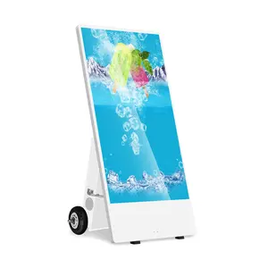 43 Inch Ip65 Outdoor Battery Powered Digital Poster Portable Advertising Boards Portable Movable Display Kiosk