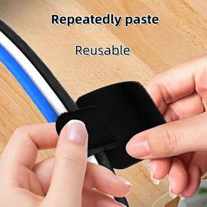 100 قطعة من أربطة الكابلات ذاتية اللصق القابلة للتعديل وإعادة الاستخدام من البولي فينيل كلوريد لتنظيم الأسلاك (أسود) - Product Image 3