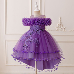 Robe de cérémonie pour enfants style festival occidental, ornée de dentelle et de mailles, pour filles, vente en gros, robes personnalisées pour fêtes, anniversaires et spectacles - Product Image 1