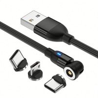 Câble de charge USB rapide en gros 3 en 1 avec LED lumineuse, câble de charge USB magnétique, câble USB magnétique