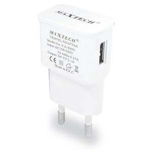 Adaptateur de voyage Maxtech, chargeur USB 5V 2.1A pour appareils mobiles - Product Image 1