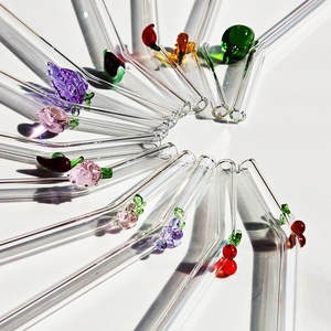 Personnalisé Écologique 8mm Transparent Anti-Rides Haute Pailles En Verre Borosilicate 200mm Isolé Fruit Charme Accessoires Réutilisables - Product Image 2