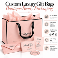 Sacs en papier de luxe personnalisés roses avec logo, poignées en ruban noir, sacs de shopping de luxe pour les boutiques de vêtements, les cosmétiques et les marques de cadeaux