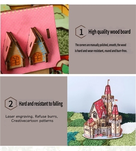 Juguete de rompecabezas de construcción de casas de madera DIY con temáticas de castillo y mansión, diseñado para inspirar la imaginación, la creatividad y el juego práctico. - Product Image 4