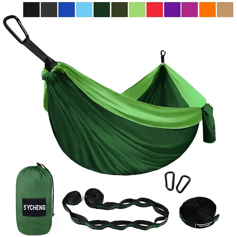 Extérieur sac à dos survie ou voyage simple Double parachute premium camping lit hamac avec moustiquaire couverture de pluie