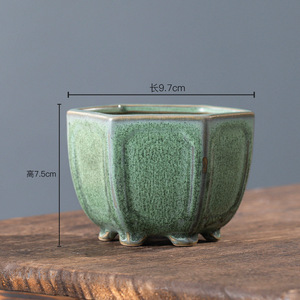Pot de fleurs pour plantes succulentes, pot de bonsaï, forme carrée, pot de bonsaï en céramique émaillée à haute température, petit pot émaillé - Product Image 4