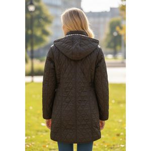 Manteau matelassé noir pour femme Vetre, 95 cm, col à carreaux, tailles 44-58, imperméable, vêtements d'extérieur, usage quotidien, fabriqué en Turquie, vente en gros - Product Image 2