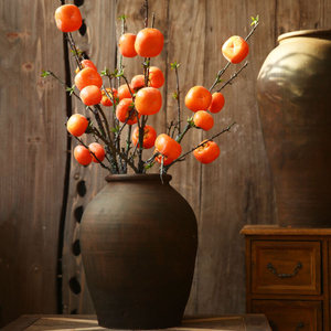 Persimmon Ruyi Retro rojo con simulación de escarcha caqui fruta árbol rama simulación flor decoración interior ornamento - Product Image 1