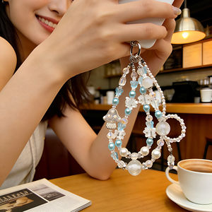 Sangle <span class=keywords><strong>de</strong></span> téléphone <span class=keywords><strong>de</strong></span> luxe en perles roses, un accessoire indispensable pour les filles, design élégant - Product Image 6