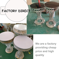 Table de gâteau de mariage circulaire de luxe en acier inoxydable doré, adaptée à la décoration de fête