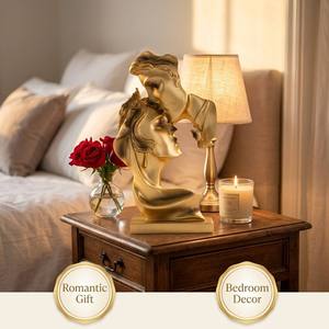 Sculpture de couple romantique en métal imprimé en 3D, statue abstraite de baisque de l'amour, cadeau de mariage moderne, décoration d'intérieur, art personnalisé OEM - Product Image 4