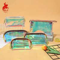 Sac de voyage transparent pour femmes, avec logo personnalisé, couleur laser magique, organisateur de cosmétiques, vente en gros, étiquette privée, sacs à maquillage