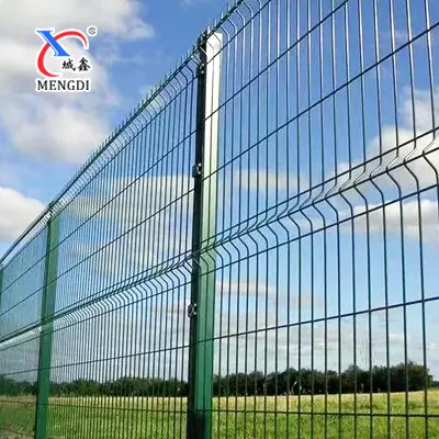 Customized PVC Coated Triangle Bended Fence 3D Curved Welded Wire Mesh Fence For Sports Field