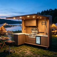 Ensemble de cuisine modulaire moderne en acier inoxydable sur mesure avec barbecue pour appartement, armoires de cuisine extérieures automatiques en cuivre