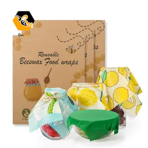 100% Organic Reusable Wax Food Wraps Eco Friendly Sustainable Zero Waste Kitchen Cover For Food To Keep Fresh Beeswax Wrap