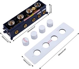 Ensemble de <span class=keywords><strong>douche</strong></span> double <span class=keywords><strong>LED</strong></span> 2-en-1 avec pommeau de pluie 16x32 pouces et douchette à main murale effet brume, finition chrome poli - Product Image 2