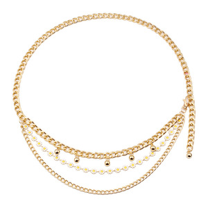 โซ่คาดเอวหลายชั้นลายดอกไม้สีทอง โลหะผสมสังกะสี เครื่องประดับแฟชั่นสำหรับใส่ทุกวัน - Product Image 5