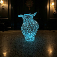 Vase en verre soufflé à la main, moderne, lumineux, à bords ondulés, qui brille dans le noir, pour la décoration de table à la maison