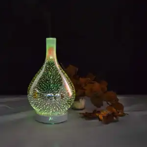 Christmas Decoration 3D Glass Fireworks Design Colorful Humidifier 100ml Portable Aroma Diffuser For Home Office Car