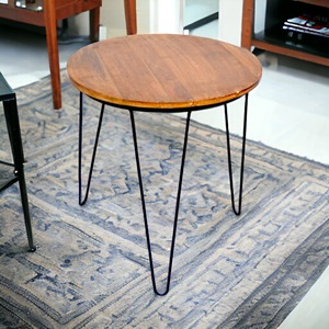 Modern Style Large Round Wood Board Coffee <b>Table</b> with Metal Frame Unique <b>Side</b> Center <b>Table</b> for Home-for Living Room Bedroom - Product Image 5