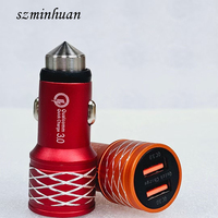 20W 12V adaptador USB Dual cargador de teléfono de coche QC3.0 USB cargador de coche carga súper rápida para carga de teléfono móvil