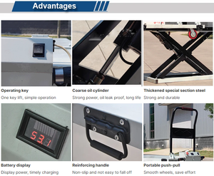 창고용 휴대용 전동 시저 리프트 테이블 300kg 66cm 높이 유압 트롤리 - Product Image 3