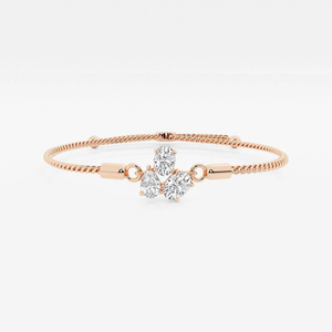 Fine Anklet 1 1 4 CTW Oval and Pear Lab Grown Diamond Three Stone Bolo <b>Bracelet</b> 8 Inch <b>Adjustable</b> Dainty Elegant Jewelry - Product Image 3