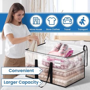 Sacs de déménagement transparents très grands, fournitures de déménagement avec poignée et double fermeture éclair, fourre-tout de rangement pour le déplacement <span class=keywords><strong>essentiel</strong></span> - Product Image 4