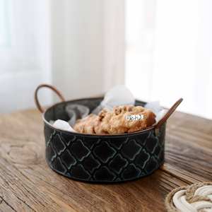 Panier de réception fait vieux artisanat double oreilles fer art seau fruits dessert pain panier plaque métallique - Product Image 3