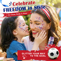 YECUCE Stick de paillettes pour le visage et le corps, rouge, blanc et bleu patriotiques, pour le maquillage du 4 juillet, Jour de l'Indépendance