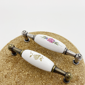 Tiradores de Cerámica Vintage Antiguos para Gabinetes, Tiradores Florales de Porcelana, Herrajes Rústicos de Bronce y Plata para Armarios y Muebles de Cocina - Product Image 3