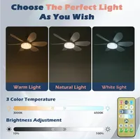Petit ventilateur de plafond à lumière avec télécommande, type vis E27, pour salon, chambre à coucher, lampes de ventilateur LED, décoration de la maison, cuisine