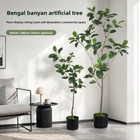 Tanaman Pot Artifisial PU Sutra Berkualitas Tinggi, Mirip Asli, Bunga Lily, Bambu, Ficus Bengal, Hiasan Lantai, Dekorasi Rumah & Luar Ruangan, Impor