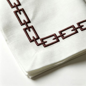 Nappe en lin 100% réutilisable, lavable, douce, durable, brodée, personnalisée, style européen moderne, pour la maison, les fêtes, les mariages - Product Image 2
