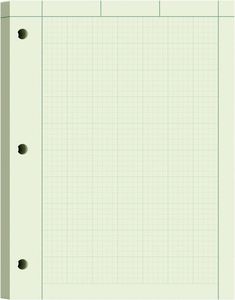Carnet d'ingénierie 8,5x11, 100 feuilles, reliure à colle supérieure, papier quadrillé 5x5, perforation 3 trous, teinte verte, cadeau - Product Image 1