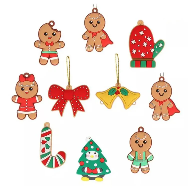 PVC Happy New Year Ornament Cute Pendant Christmas Tree Ornaments Home Christmas Decoration Supplies