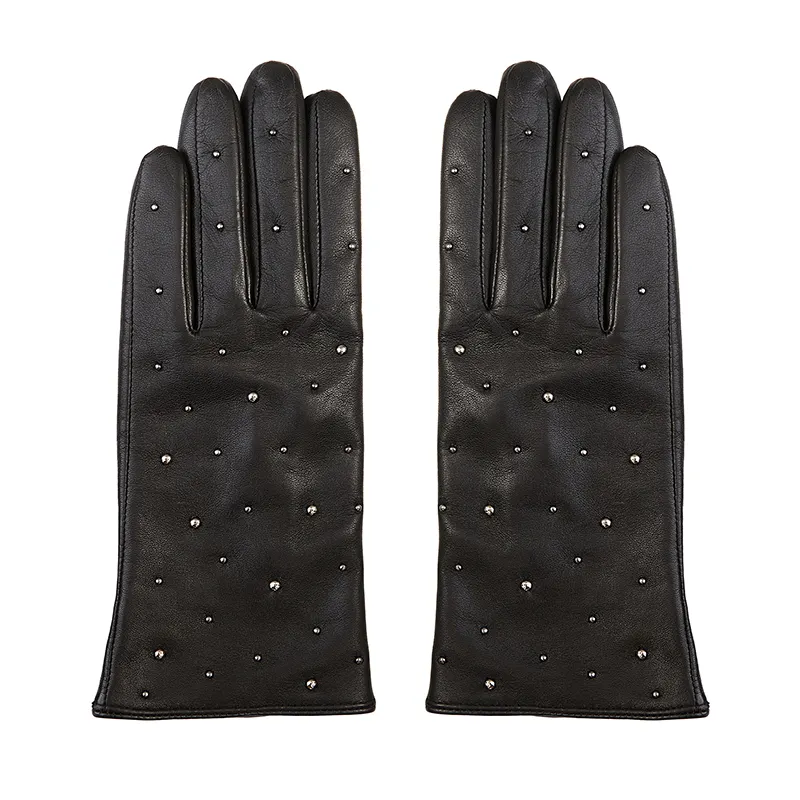 Vente en gros de produits chauds d'extérieur pour l'hiver pour femmes avec boutons à la mode Gants souples en cuir véritable