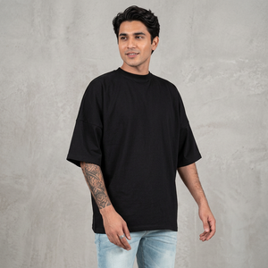 เสื้อยืดโอเวอร์ไซส์สีดำ เสื้อยืดผู้ชายไซส์ใหญ่ เสื้อยืดทรงหลวม พร้อมบริการสกรีนลาย เสื้อยืดปักลาย - Product Image 1
