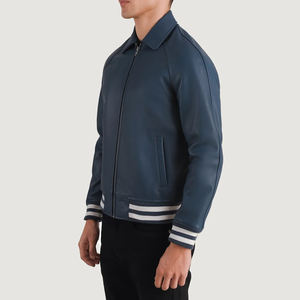 Chaqueta Varsity de Cuero para Hombre, Estilo Diseñador, con Logotipo Personalizado, Chaqueta Varsity de Cuero Genuino para Hombre - Product Image 2