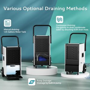 Euhomey 160 Pints Commercial <b>Dehumidifier</b> With Pump And Drain Hose For Basement Use - Product Image 4